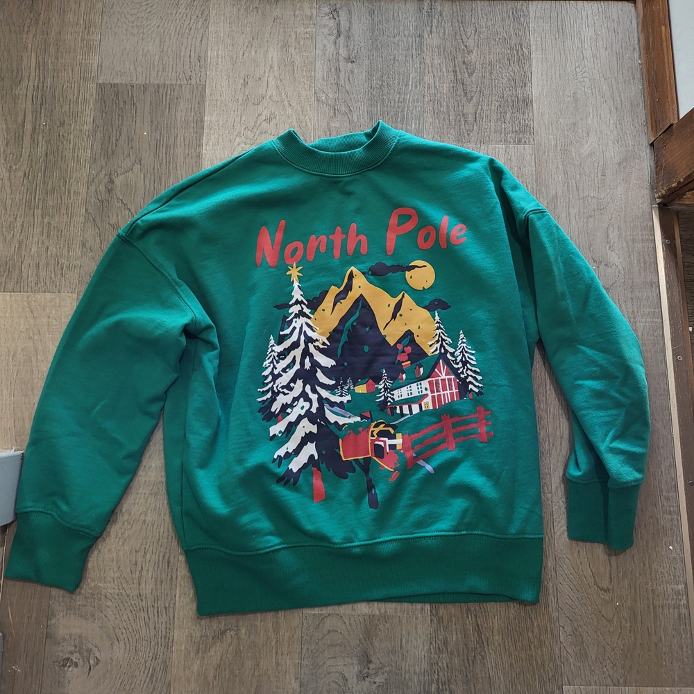 Green 'North Pole' Graphic Crewneck Sweatshirt